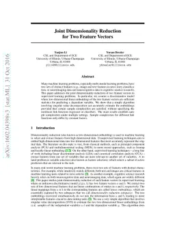 Joint Dimensionality Reduction for Two Feature Vectors