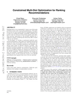 Constrained Multi-Slot Optimization for Ranking Recommendations
