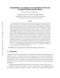 Identifiability Assumptions and Algorithm for Directed Graphical Models
  with Feedback