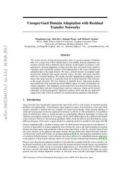 Unsupervised Domain Adaptation with Residual Transfer Networks