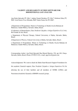 Validity and reliability of free software for bidimensional gait
  analysis