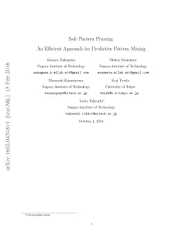 Safe Pattern Pruning: An Efficient Approach for Predictive Pattern
  Mining
