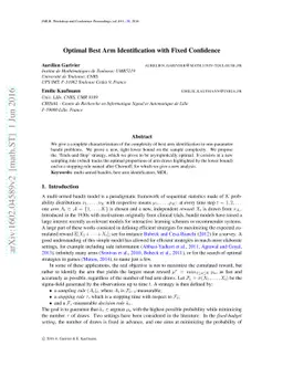 Optimal Best Arm Identification with Fixed Confidence