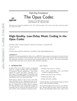 High-Quality, Low-Delay Music Coding in the Opus Codec