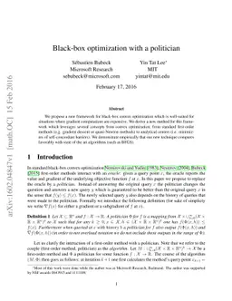 Black-box optimization with a politician