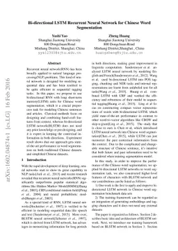 Bi-directional LSTM Recurrent Neural Network for Chinese Word
  Segmentation