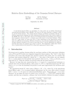 Relative Error Embeddings for the Gaussian Kernel Distance