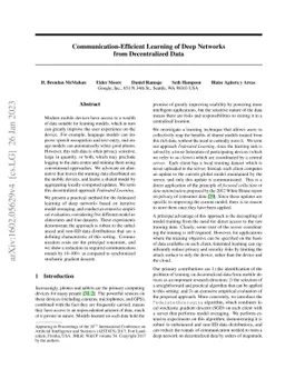 Communication-Efficient Learning of Deep Networks from Decentralized
  Data