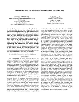 Audio Recording Device Identification Based on Deep Learning