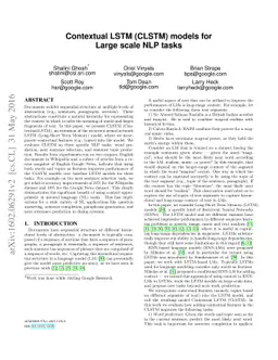 Contextual LSTM (CLSTM) models for Large scale NLP tasks