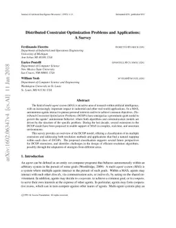 Distributed Constraint Optimization Problems and Applications: A Survey