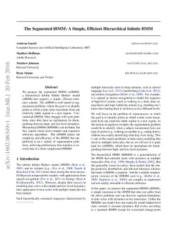 The Segmented iHMM: A Simple, Efficient Hierarchical Infinite HMM