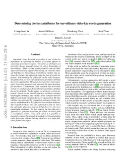 Determining the best attributes for surveillance video keywords
  generation