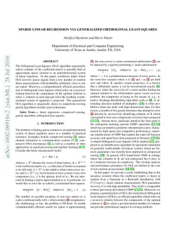 Sparse Linear Regression via Generalized Orthogonal Least-Squares
