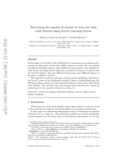 Recovering the number of clusters in data sets with noise features using
  feature rescaling factors