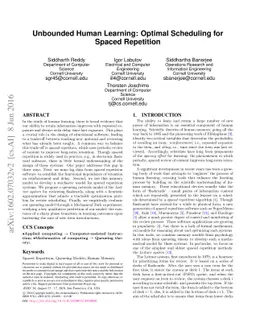 Unbounded Human Learning: Optimal Scheduling for Spaced Repetition