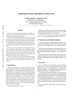 Exploring the Neural Algorithm of Artistic Style