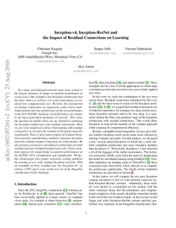 Inception-v4, Inception-ResNet and the Impact of Residual Connections on
  Learning
