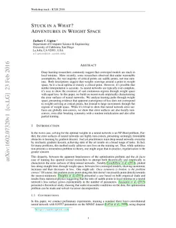 Stuck in a What? Adventures in Weight Space