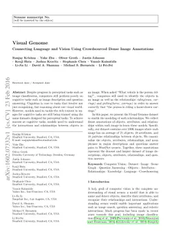 Visual Genome: Connecting Language and Vision Using Crowdsourced Dense
  Image Annotations