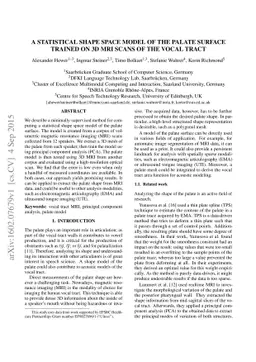 A statistical shape space model of the palate surface trained on 3D MRI
  scans of the vocal tract