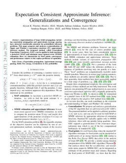 Expectation Consistent Approximate Inference: Generalizations and
  Convergence