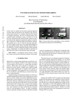 CNN for License Plate Motion Deblurring