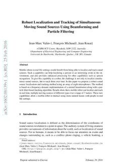 Robust Localization and Tracking of Simultaneous Moving Sound Sources
  Using Beamforming and Particle Filtering