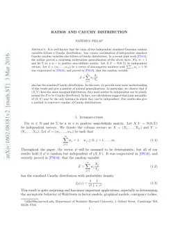 Ratios and Cauchy Distribution