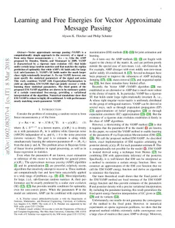 Learning and Free Energies for Vector Approximate Message Passing