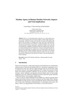 Machine Agency in Human-Machine Networks; Impacts and Trust Implications