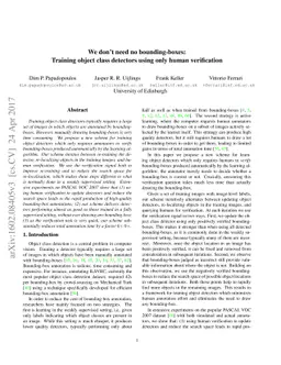 We don't need no bounding-boxes: Training object class detectors using
  only human verification