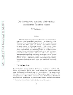 On the entropy numbers of the mixed smoothness function classes