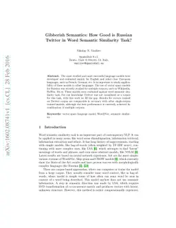 Gibberish Semantics: How Good is Russian Twitter in Word Semantic
  Similarity Task?