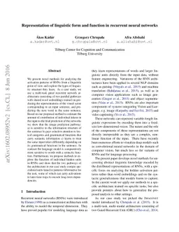 Representation of linguistic form and function in recurrent neural
  networks