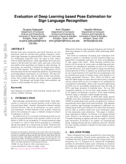 Evaluation of Deep Learning based Pose Estimation for Sign Language
  Recognition