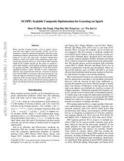 SCOPE: Scalable Composite Optimization for Learning on Spark