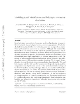 Modelling social identification and helping in evacuation simulation