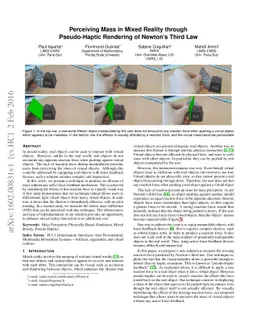Perceiving Mass in Mixed Reality through Pseudo-Haptic Rendering of
  Newton's Third Law