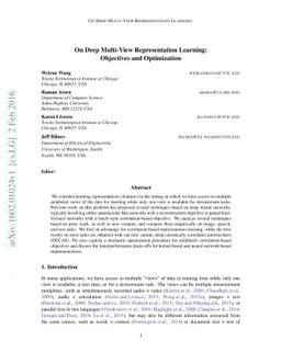 On Deep Multi-View Representation Learning: Objectives and Optimization