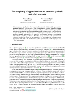 The complexity of approximations for epistemic synthesis (extended
  abstract)