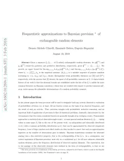Frequentistic approximations to Bayesian prevision of exchangeable
  random elements