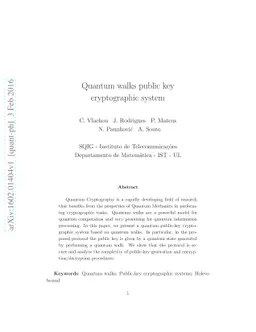 Quantum walks public key cryptographic system