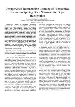 Unsupervised Regenerative Learning of Hierarchical Features in Spiking
  Deep Networks for Object Recognition