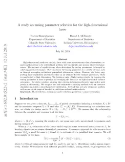 A study on tuning parameter selection for the high-dimensional lasso