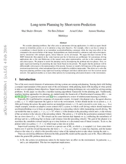 Long-term Planning by Short-term Prediction