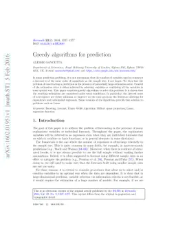 Greedy algorithms for prediction