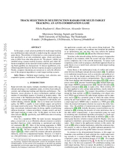 Track selection in Multifunction Radars for Multi-target tracking: an
  Anti-Coordination game
