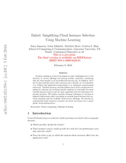 Daleel: Simplifying Cloud Instance Selection Using Machine Learning