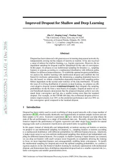 Improved Dropout for Shallow and Deep Learning